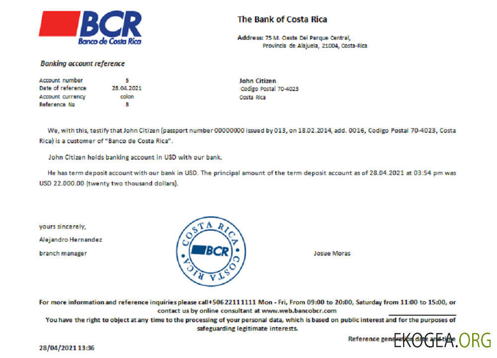 Costa Rica , La Banque du Costa Rica , référence template